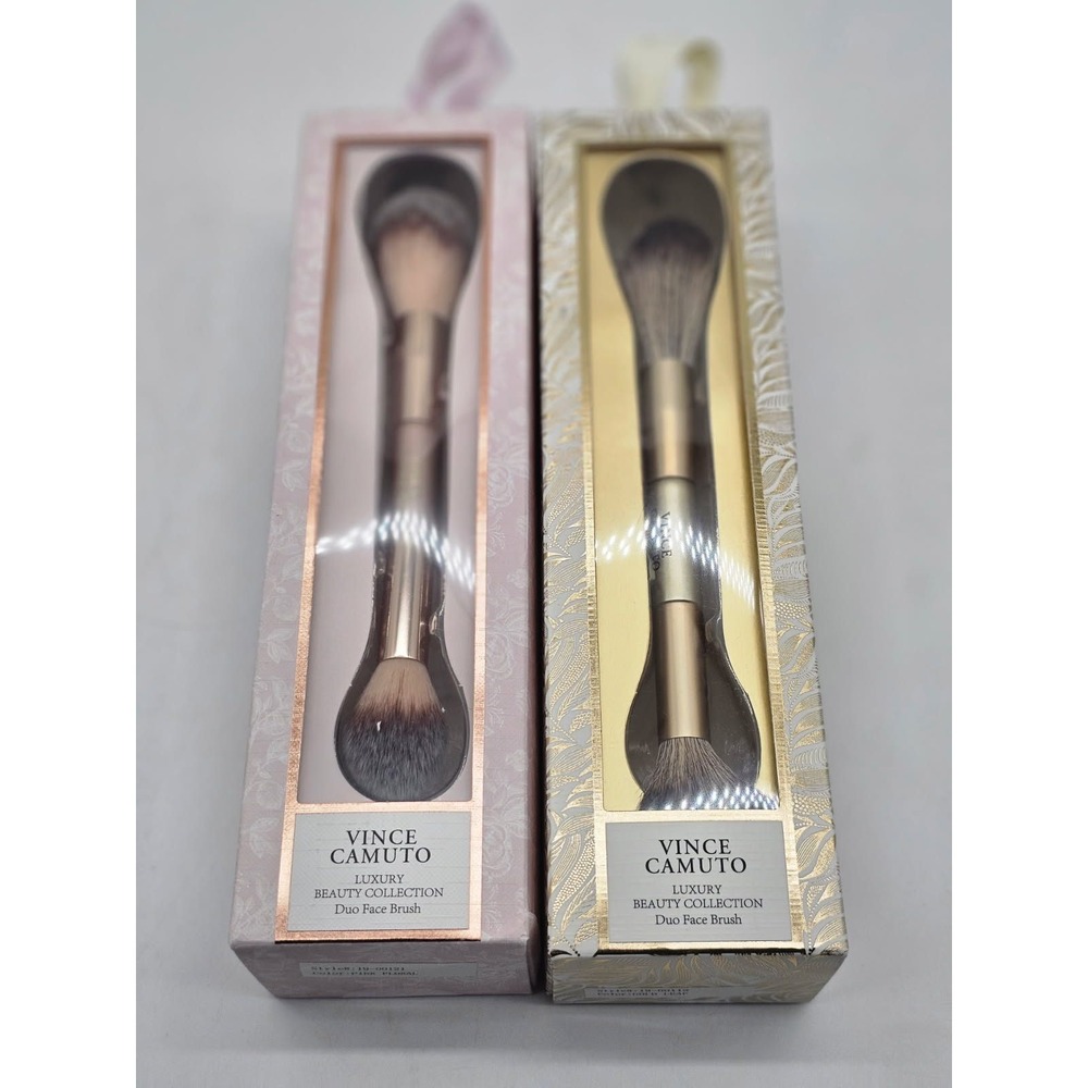 Vince Camuto Duo Face Brush Womens OS Gold Pink NEW Luxury Beauty 2 Pack